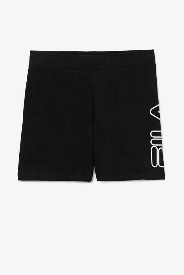 Fila Beatriz High Waist Bike Women's Shorts - Black/White,NZ 823-91085